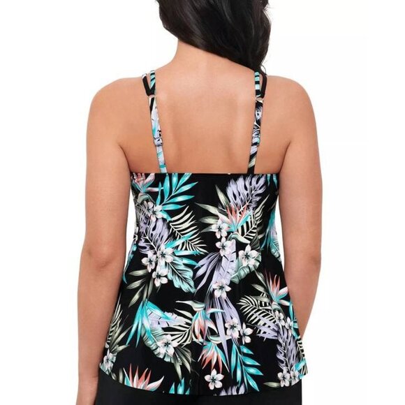 Swim Solutions Women's Bring Me Flowers Tankini Top Swimwear New Black/Floral - Picture 2 of 3